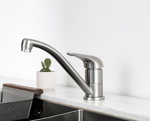 Sento stainless steel A-3 spot free brushed low arc kitchen faucet,